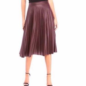 New NWT 7 For All Mankind Faux Vegan Leather Deep Red Midi Skirt M medium